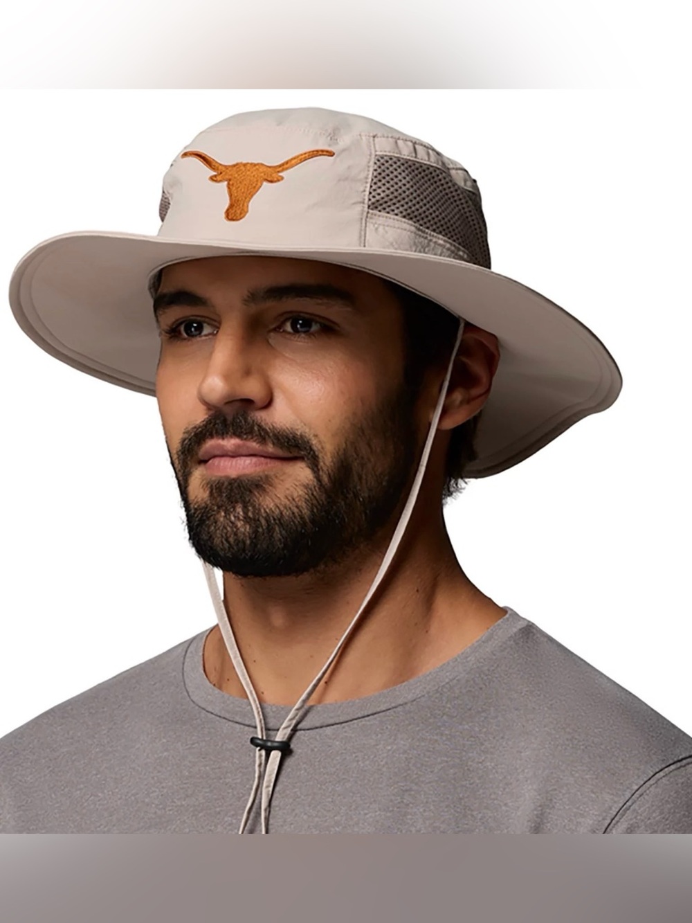 Columbia Tan Wide-Brim Sun Hat with Orange Longhorn Emblem